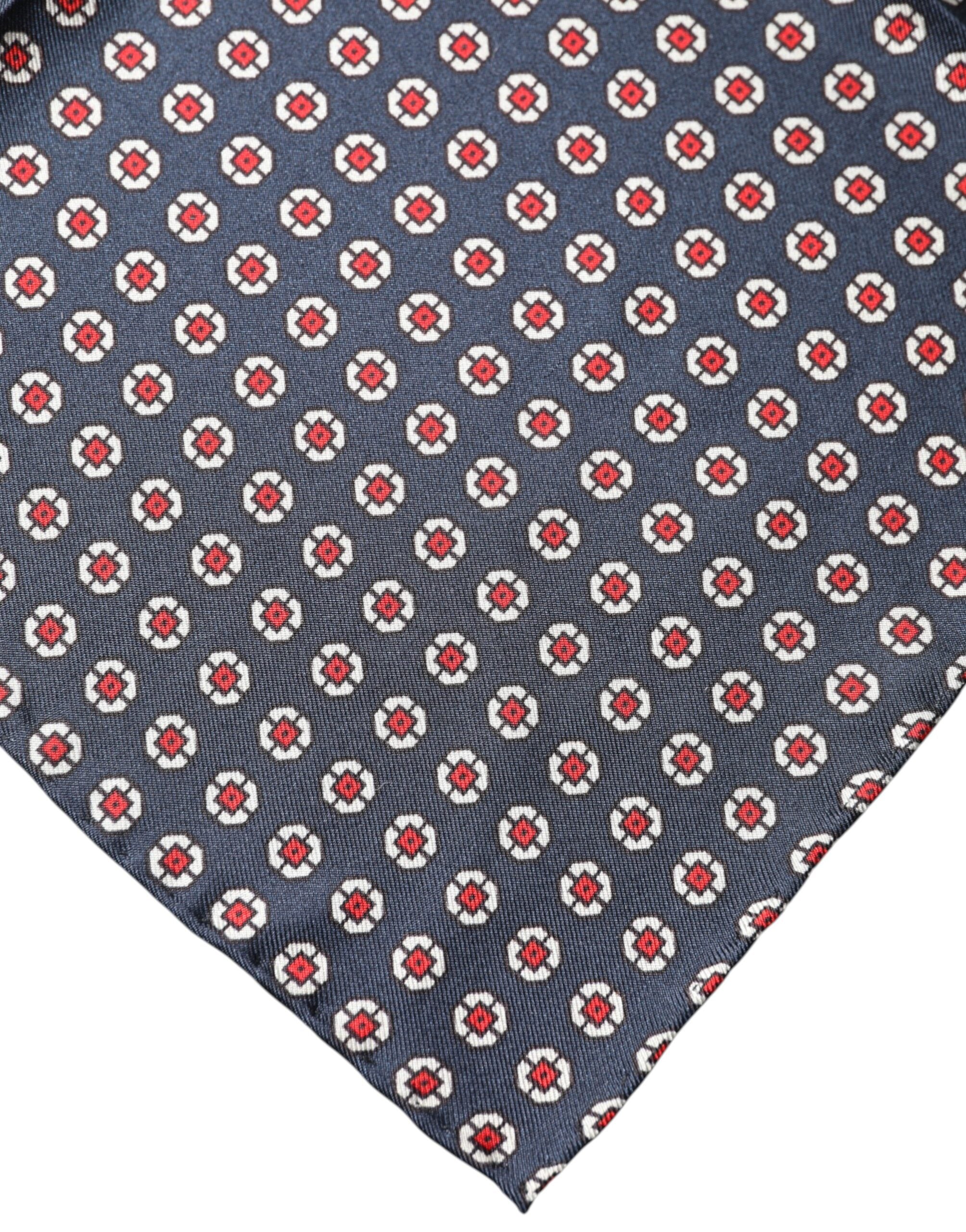 Foulard quadrato in seta a fantasia blu Dolce & Gabbana