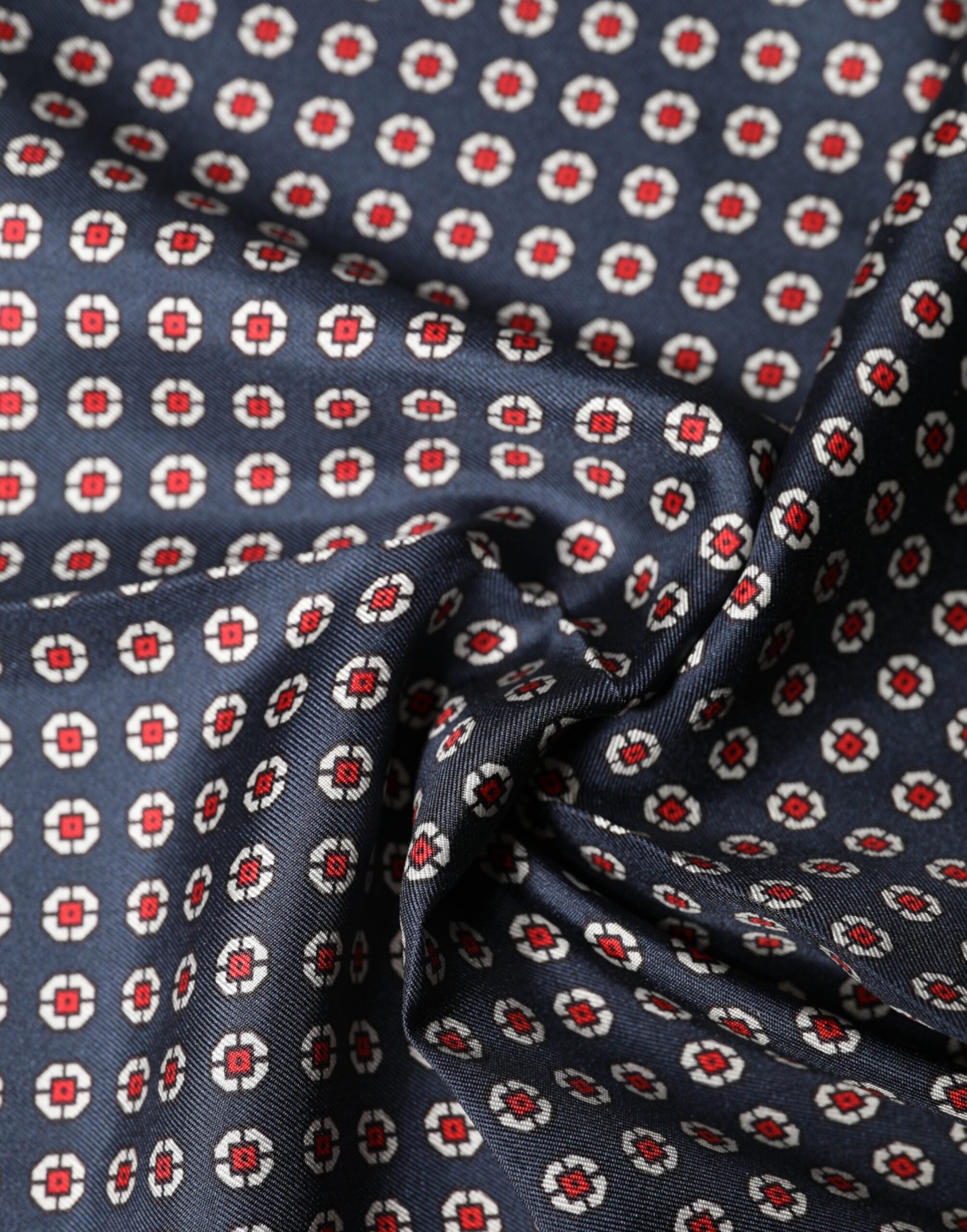 Foulard quadrato in seta a fantasia blu Dolce & Gabbana