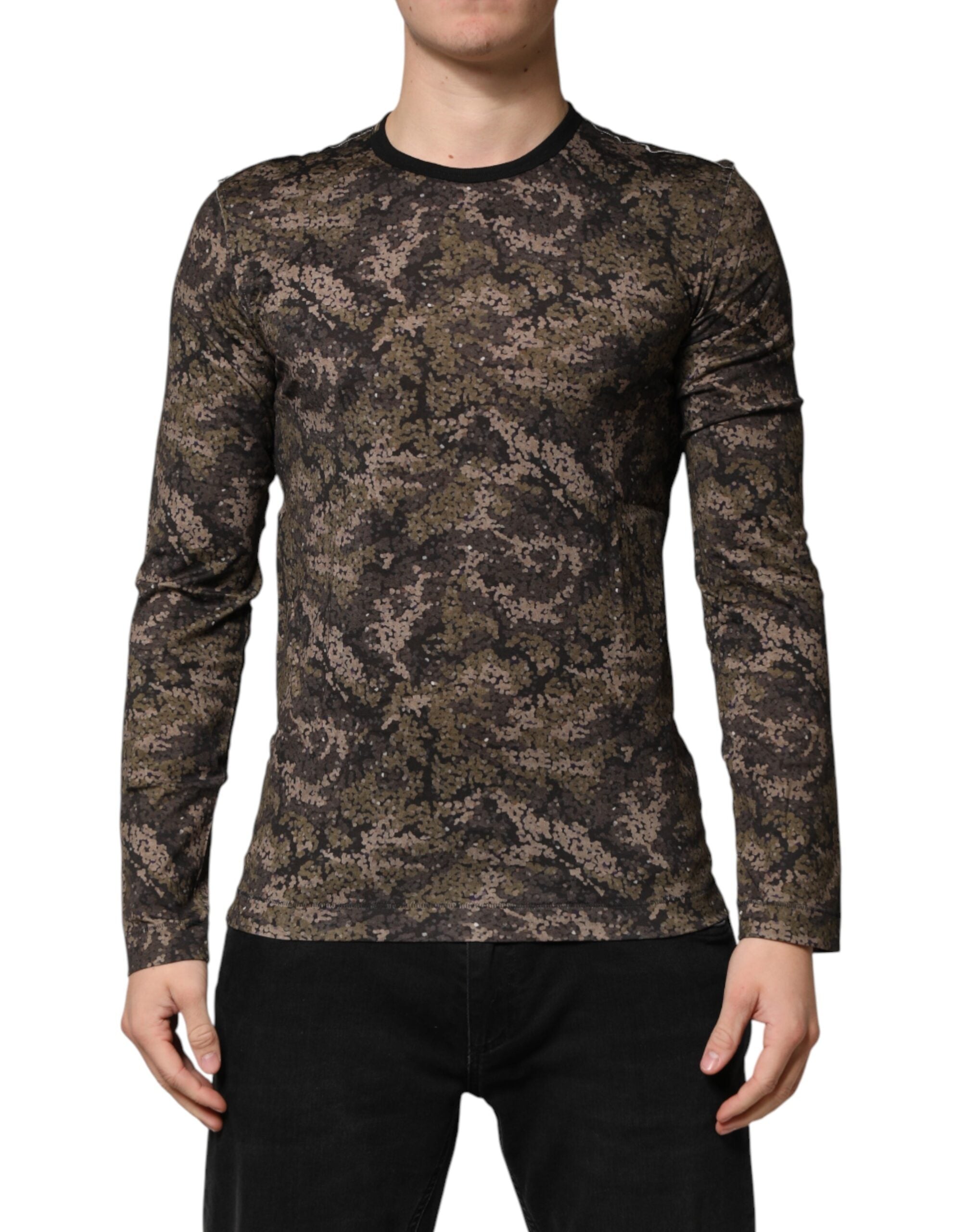 T-shirt Dolce & Gabbana a maniche lunghe mimetica multicolore