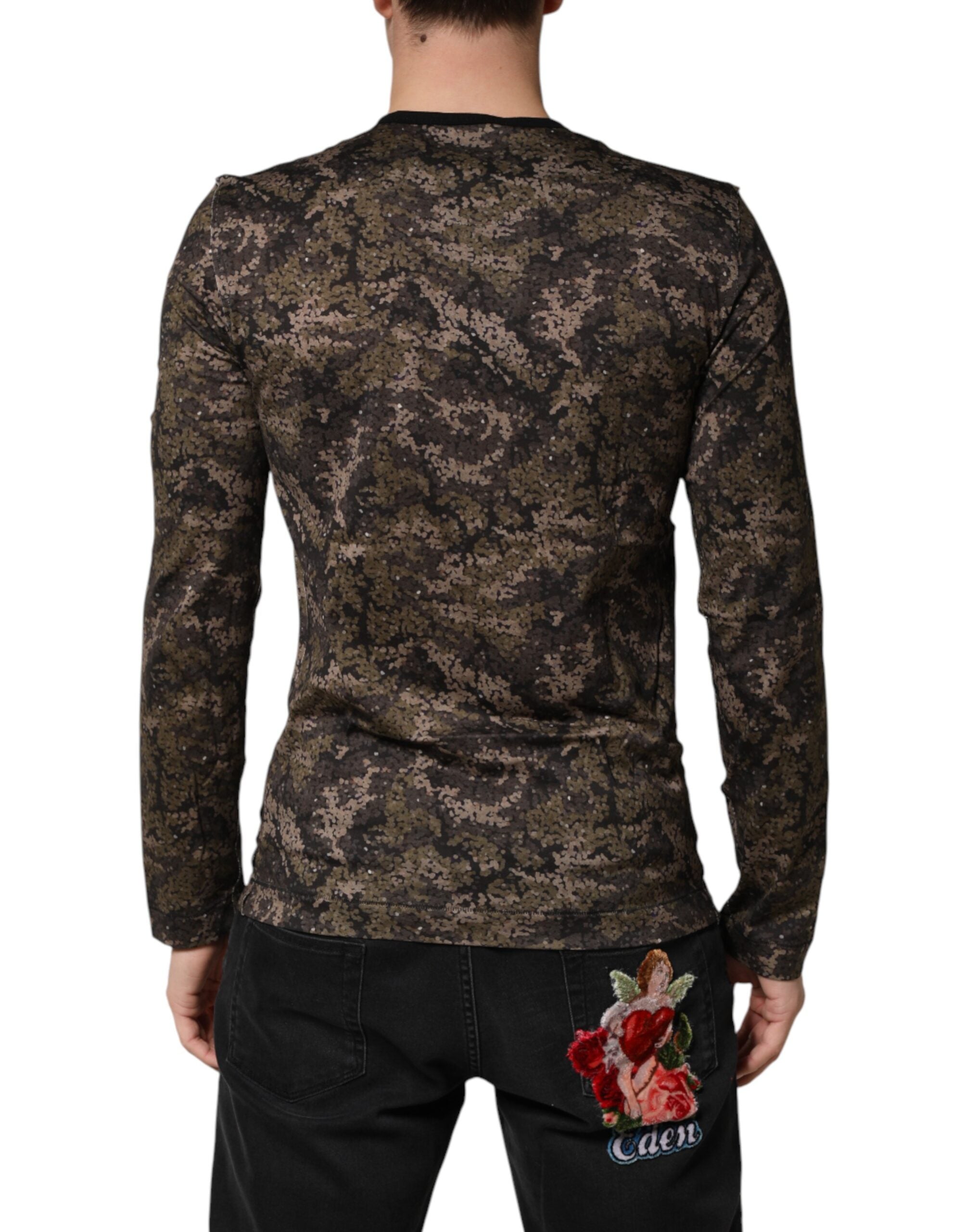 T-shirt Dolce & Gabbana a maniche lunghe mimetica multicolore