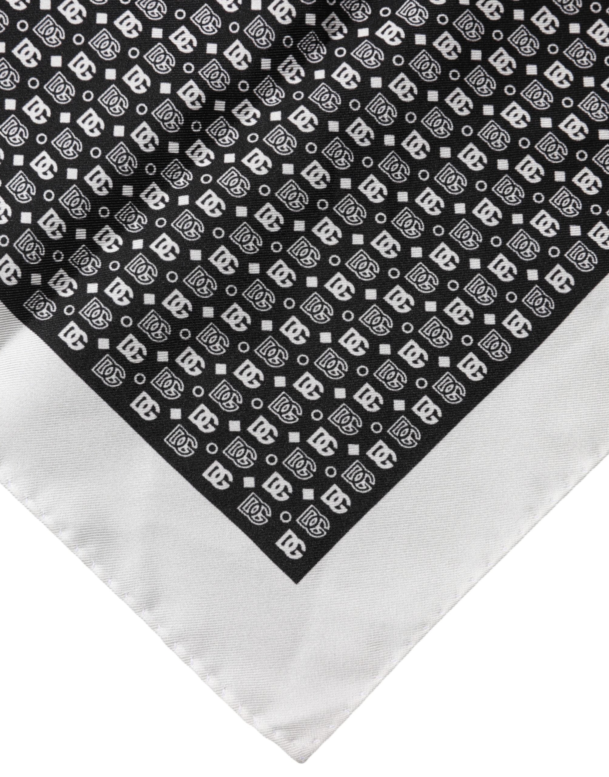Foulard quadrato a fantasia bianca e nera Dolce & Gabbana