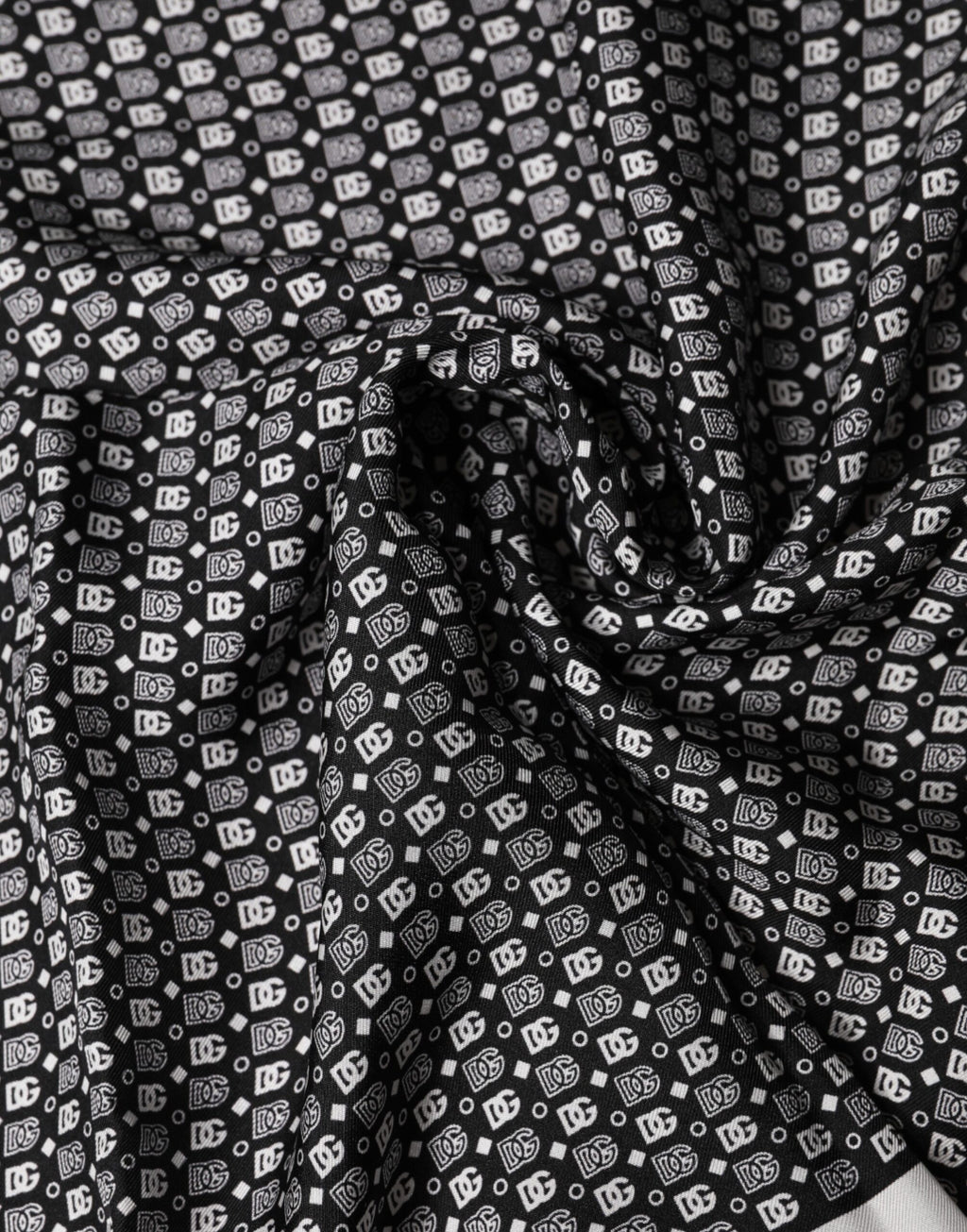 Foulard quadrato a fantasia bianca e nera Dolce & Gabbana