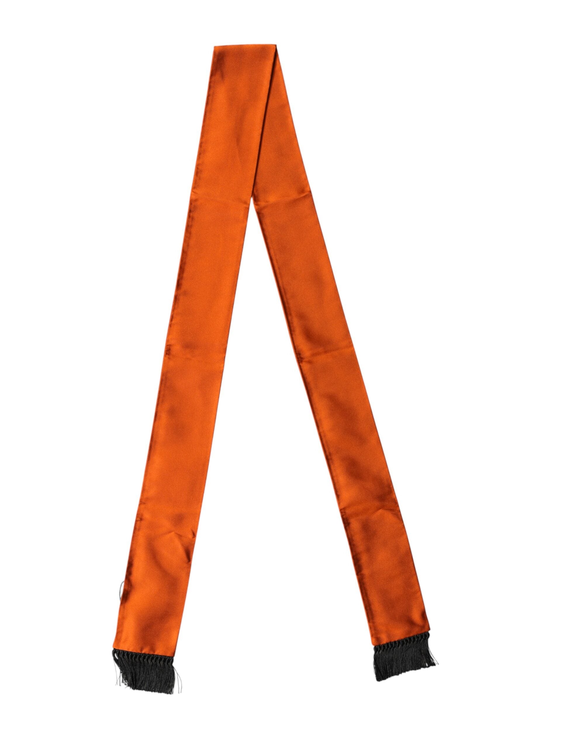 Sciarpa Foulard Dolce & Gabbana in Seta Arancione con Frange