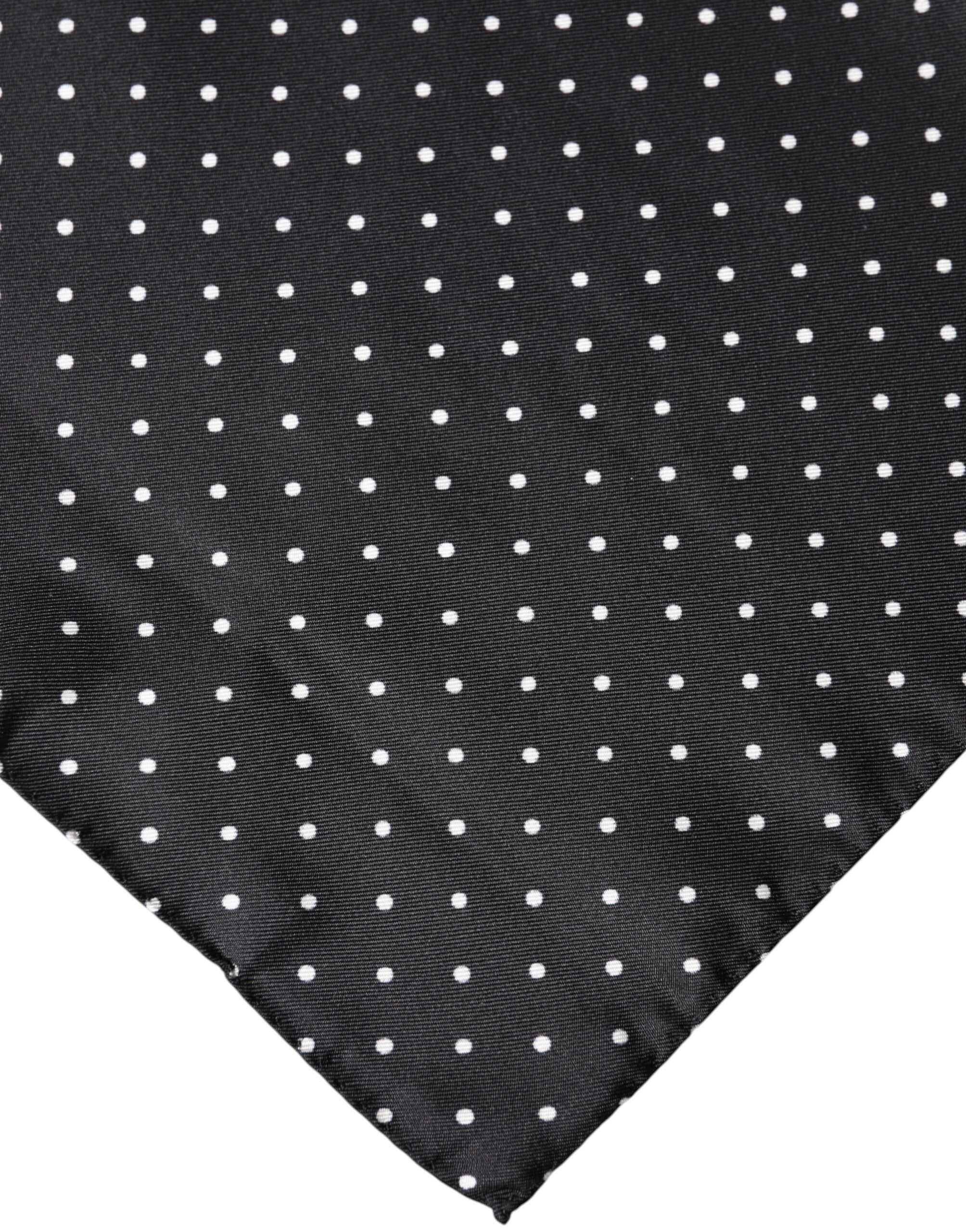 Foulard quadrato in seta a pois nero Dolce & Gabbana