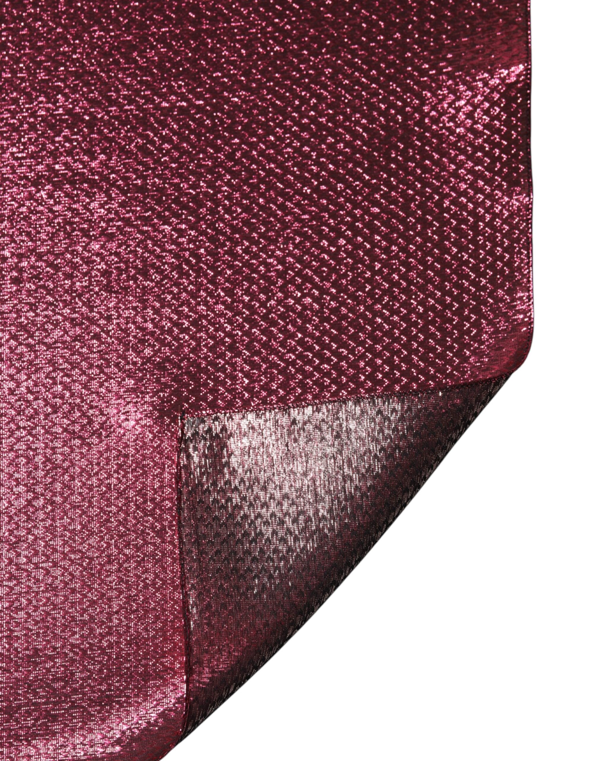 Foulard quadrato in seta rosa metallizzato Dolce & Gabbana