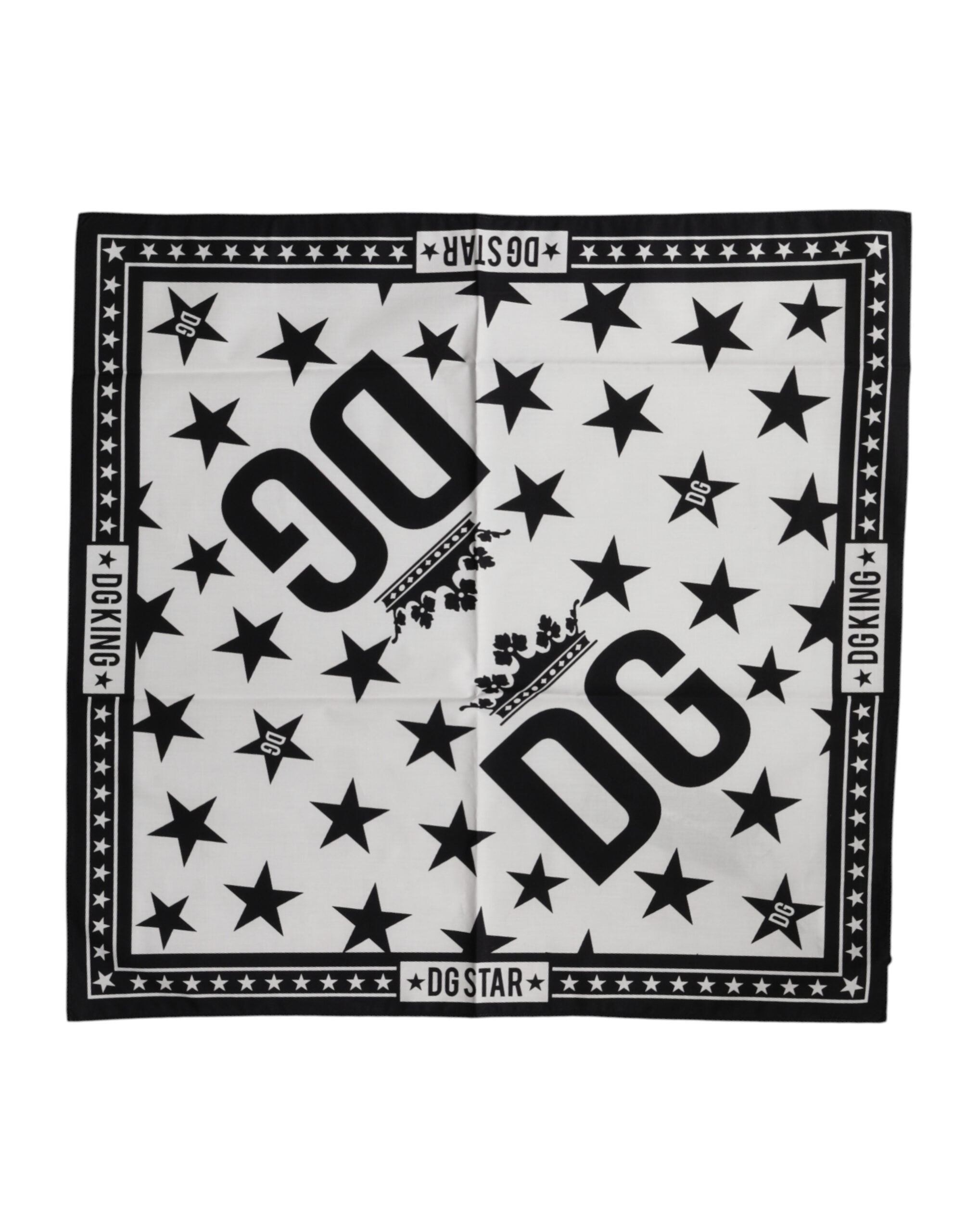 Foulard quadrato Dolce & Gabbana bianco con stampa DG Crown 52 cm x 50,5 cm