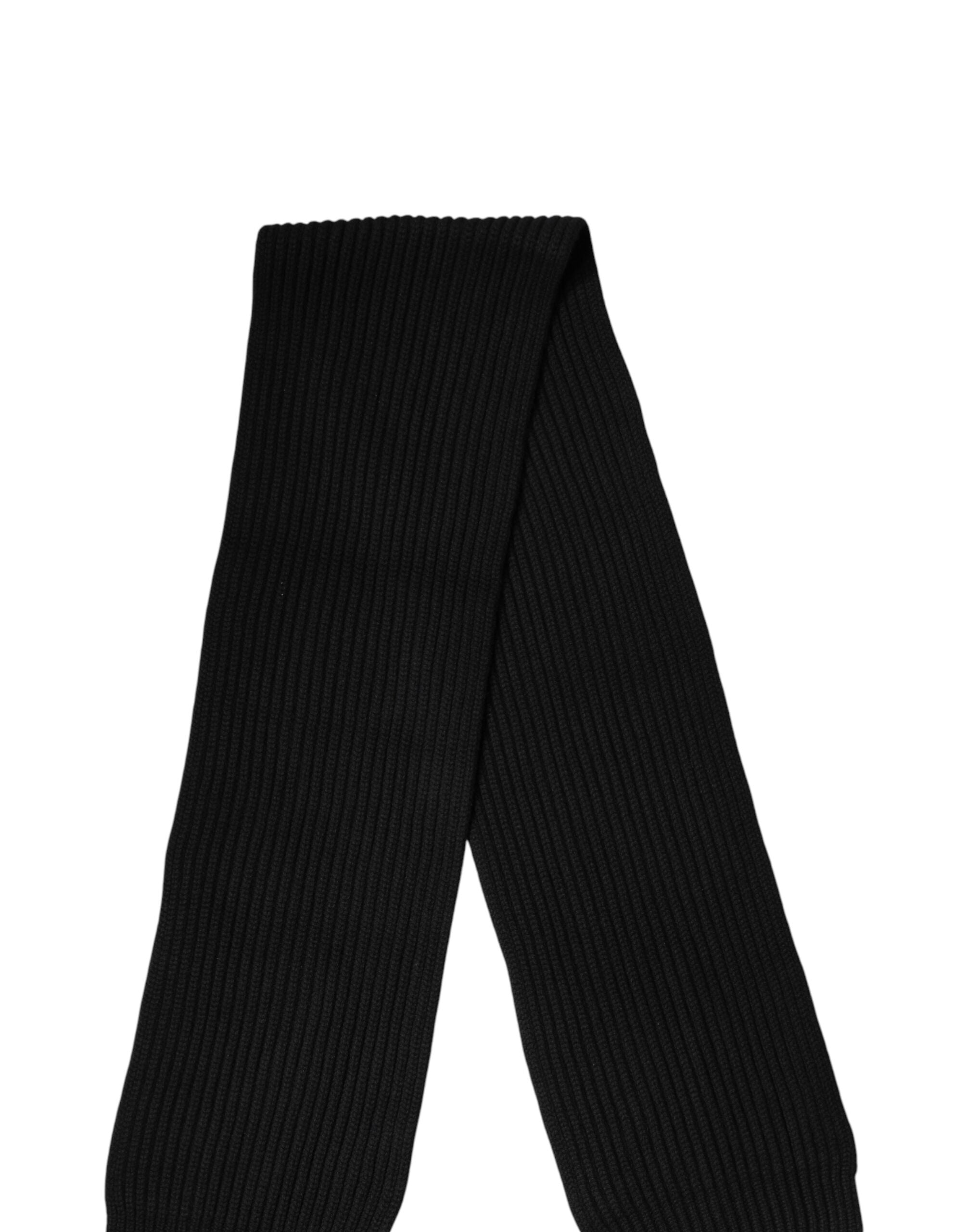 Dolce & Gabbana Sciarpa in cashmere nero lavorato a maglia 202 cm x 26 cm