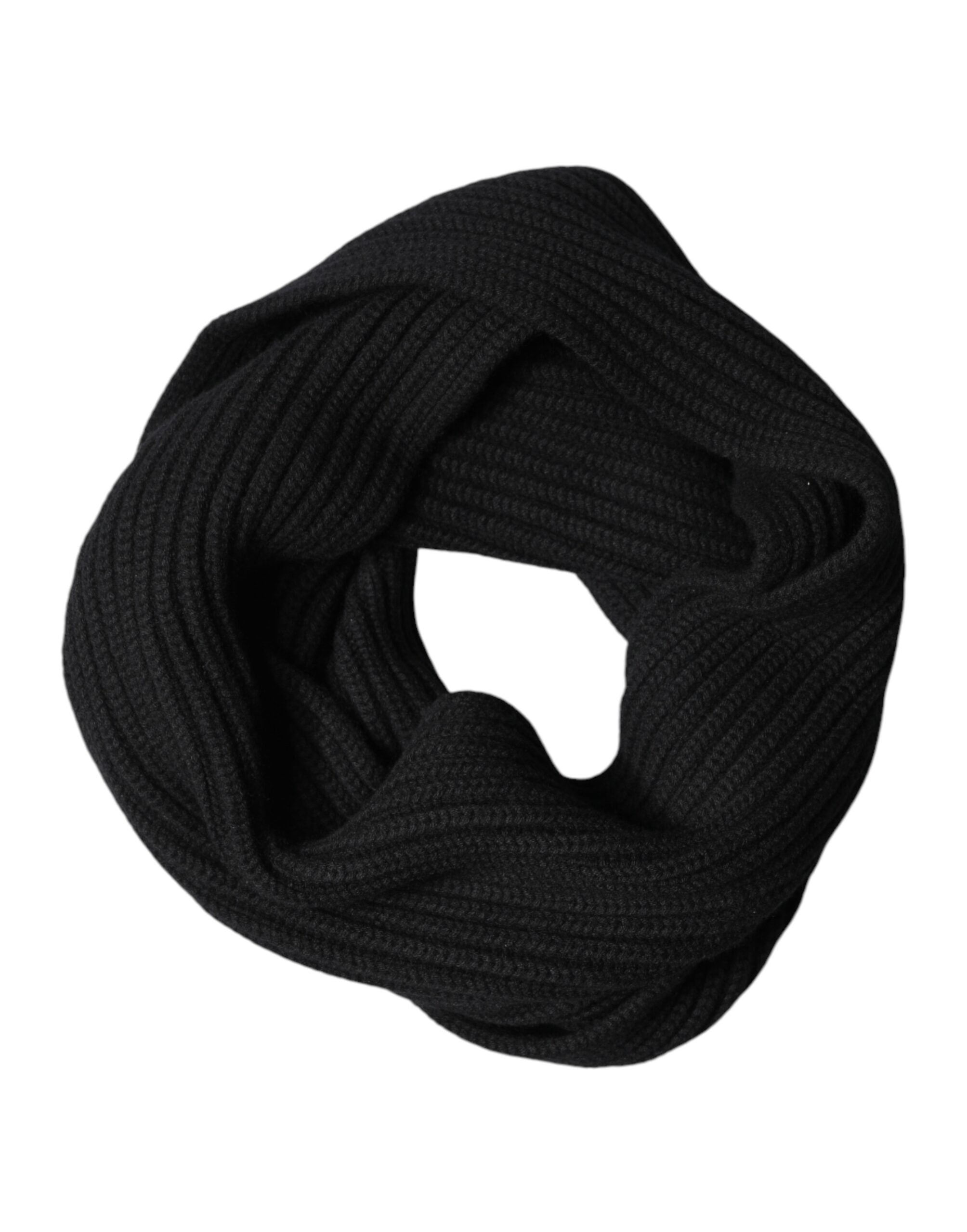 Dolce & Gabbana Sciarpa in cashmere nero lavorato a maglia 202 cm x 26 cm