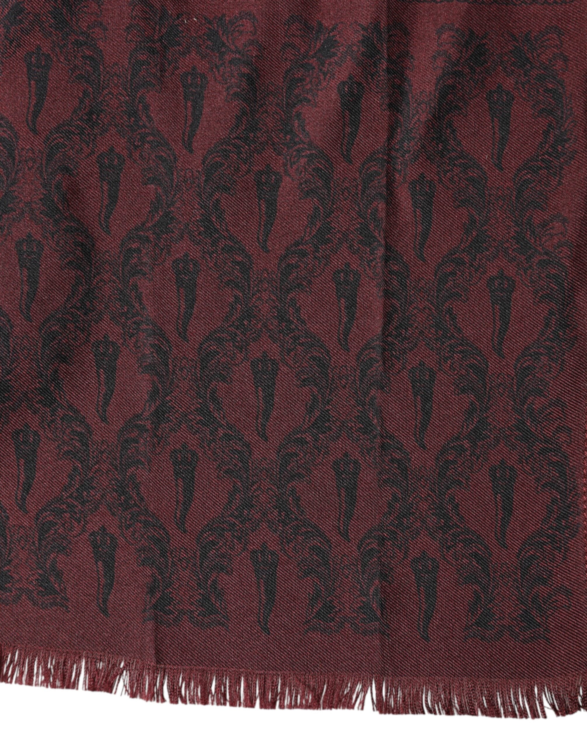 Sciarpa foulard da uomo Dolce & Gabbana in seta fantasia bordeaux 133cm x 22cm
