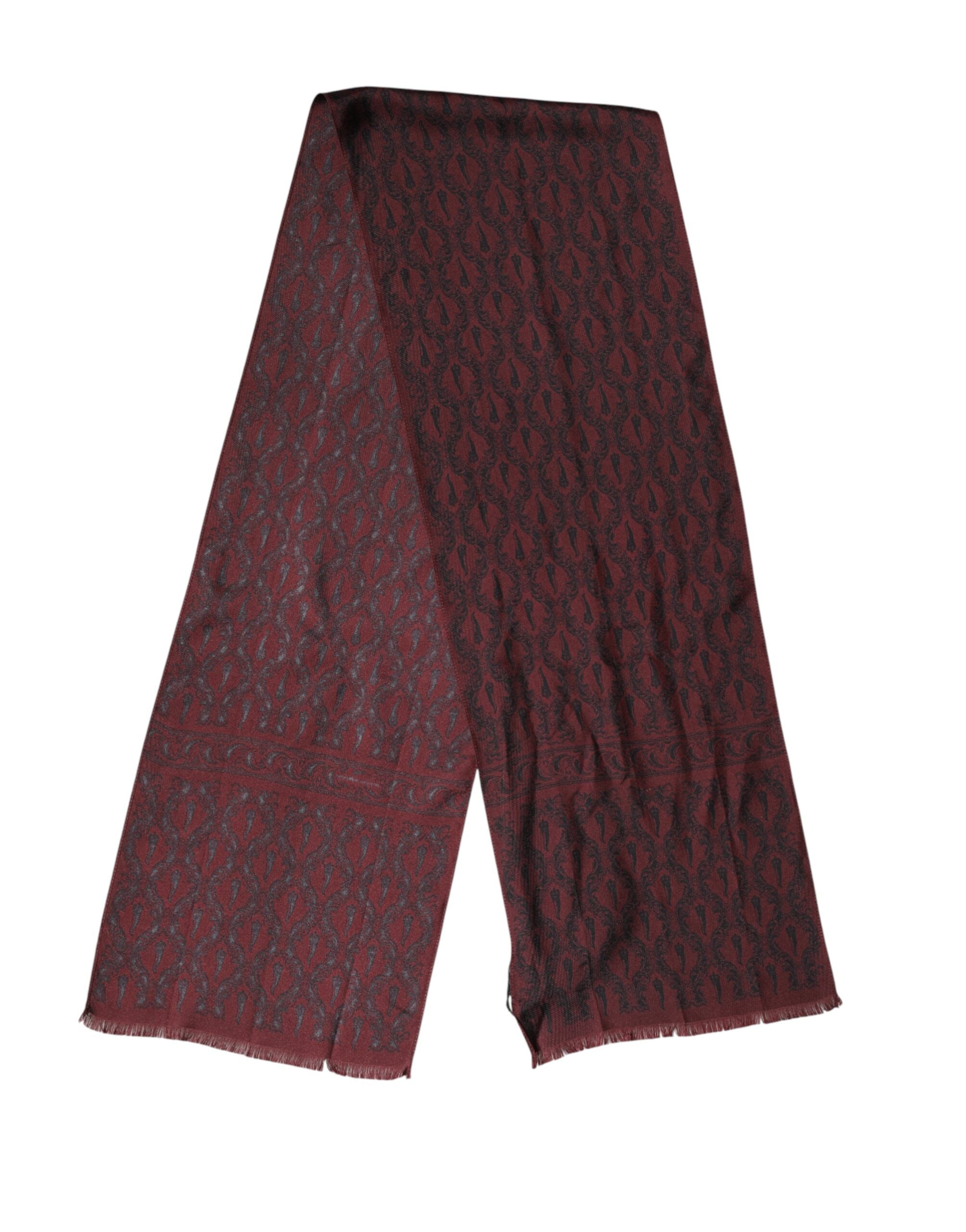 Sciarpa foulard da uomo Dolce & Gabbana in seta fantasia bordeaux 133cm x 22cm